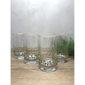 Vintage 1986 Arbys Christmas Collection Swirled Clear Glass Tumbler Set of 4